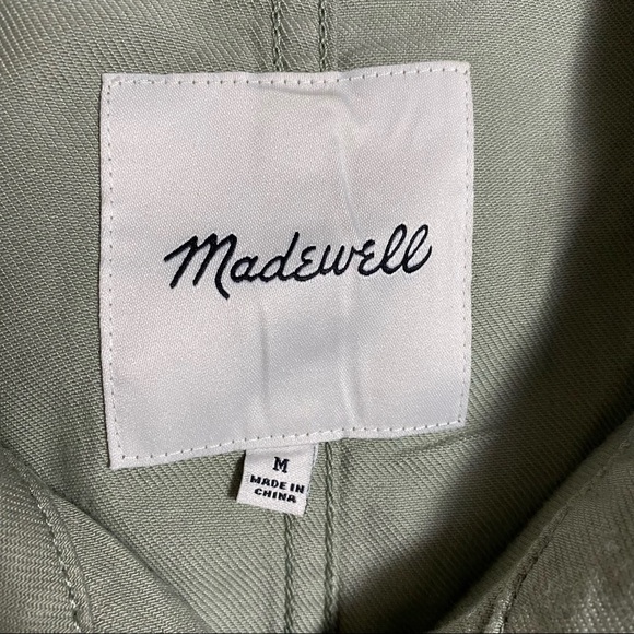 Madewell Southlake Military Jacket Sage Green Snap Buttons Medium Tie Wa… - Picture 7 of 8
